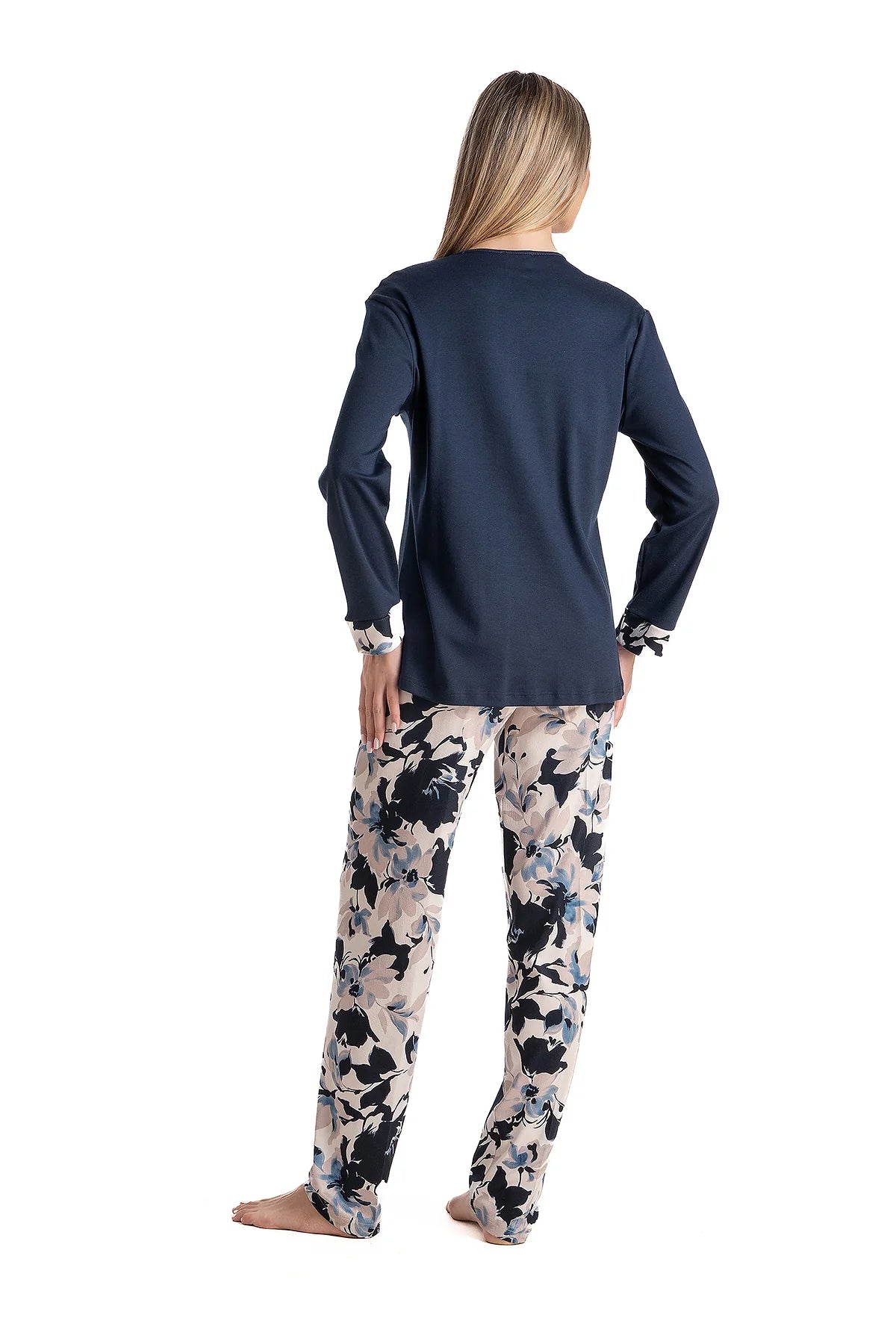 Relax - Γυναικεία Πιτζάμα με Πατιλέτα & Floral Εμπριμέ Παντελόνι