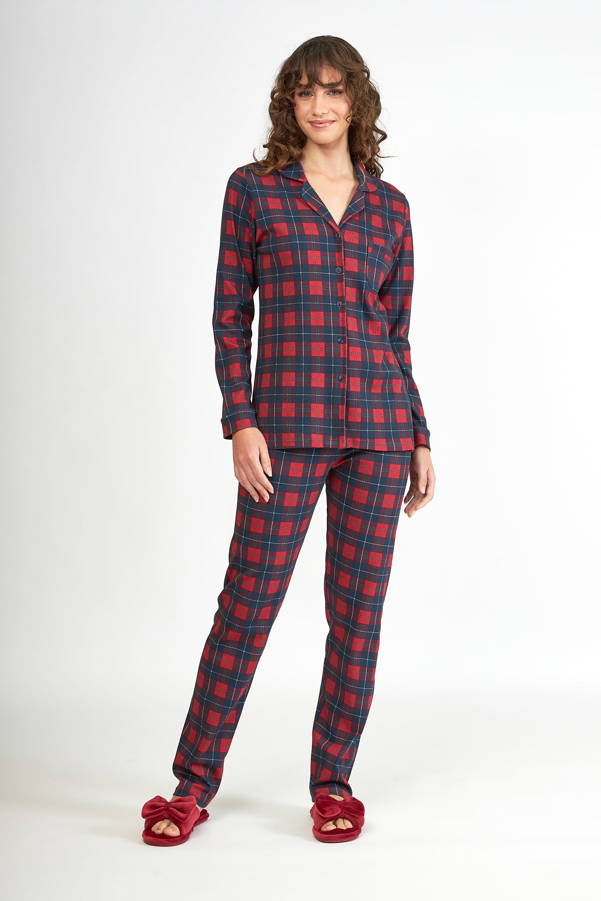 Harmony - Women's Cotton Plaid Pajama Jacket