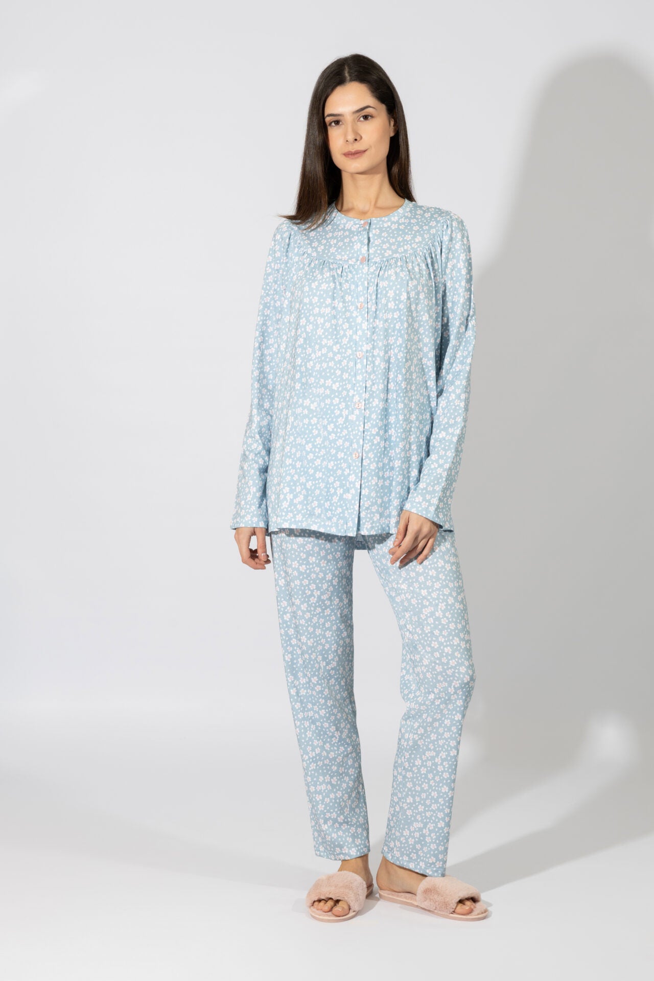 Harmony - Women's Printed Button-Down Pajama Set Cotton/Modal