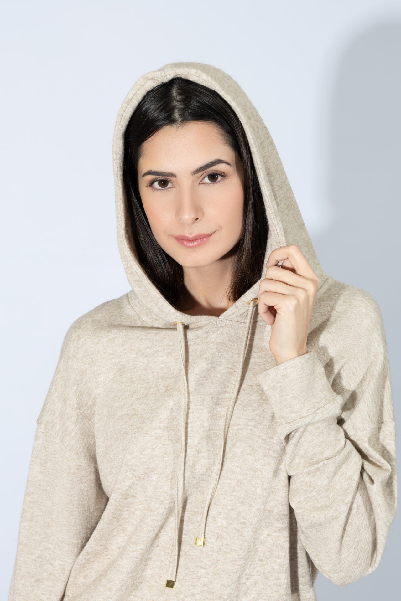 Harmony - Women's Knitted Hooded Homewear Beige