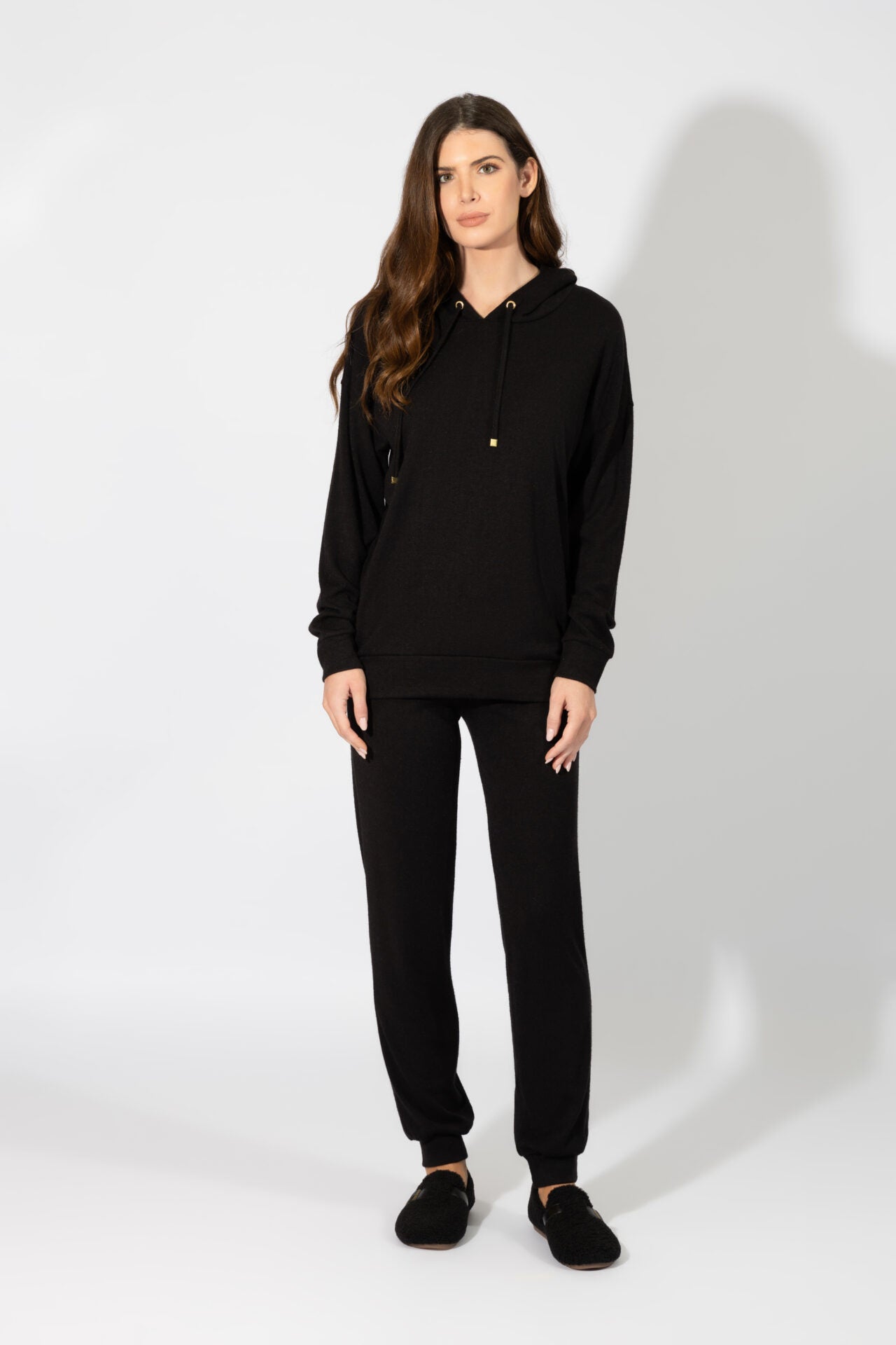 Harmony - Women's Knitted Hooded Homewear Black
