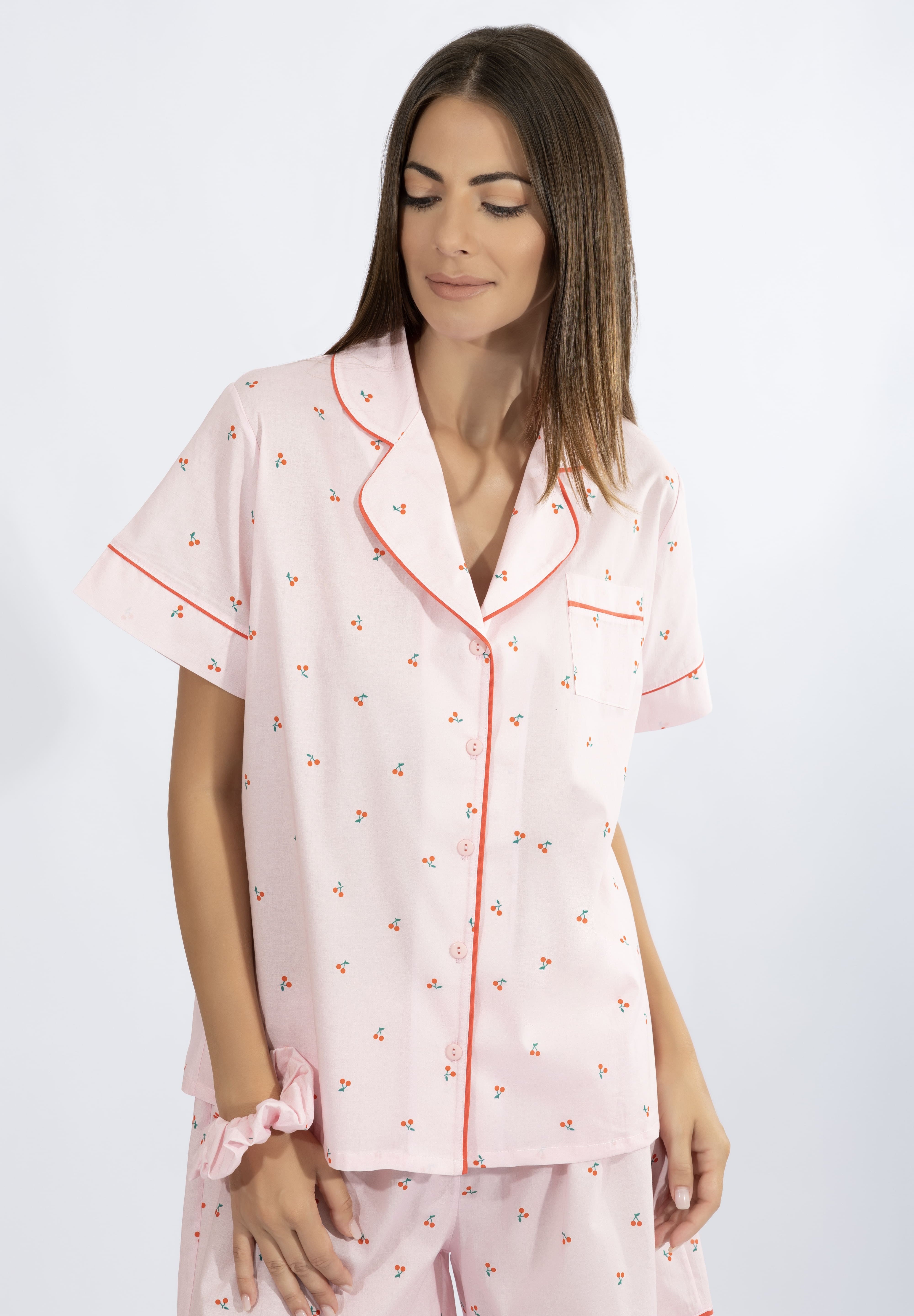 Harmony - Cotton Poplin Set with Subtle Cherry Pattern