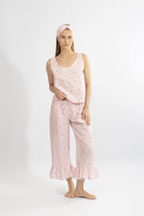 Harmony - Sleeveless Capri Set with Ruffles & Cherry Print