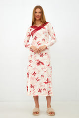 Harmony - Printed Cotton Modal Long Nightgown with Lace