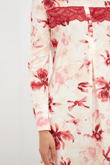 Harmony - Printed Cottonmodal Nightgown with Buttons and Lace