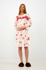 Harmony - Printed Cottonmodal Nightgown with Buttons and Lace