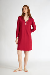Harmony - Solid Color Viscose Nightgown Wine