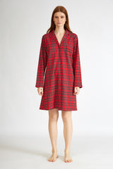 Harmony - Cotton Button-Down Plaid Nightgown