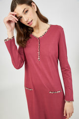 Harmony - Solid Color Cotton Modal Nightgown with Lace Rotten Apple
