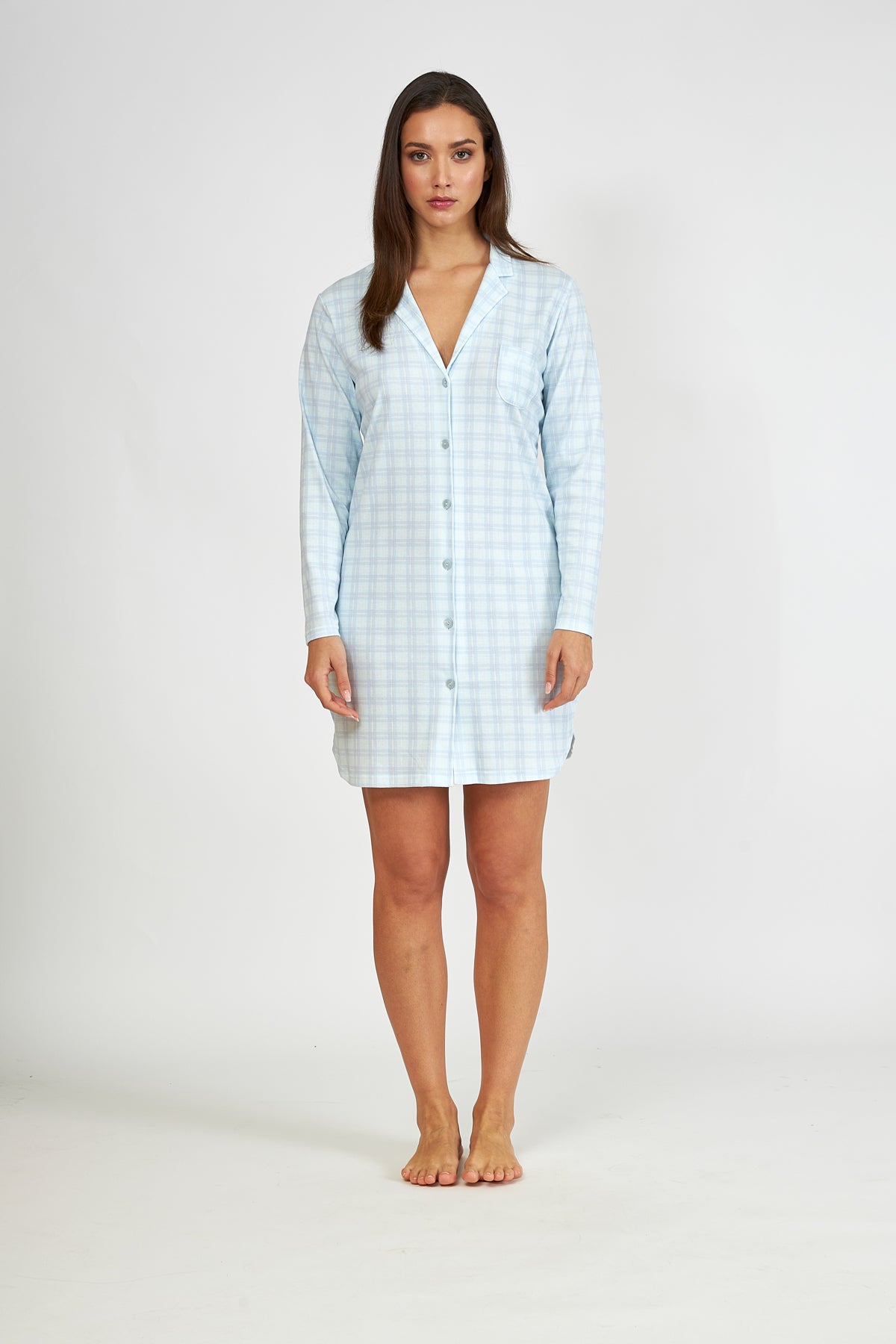 Harmony - Cotton Plaid Ciel Nightshirt Jacket