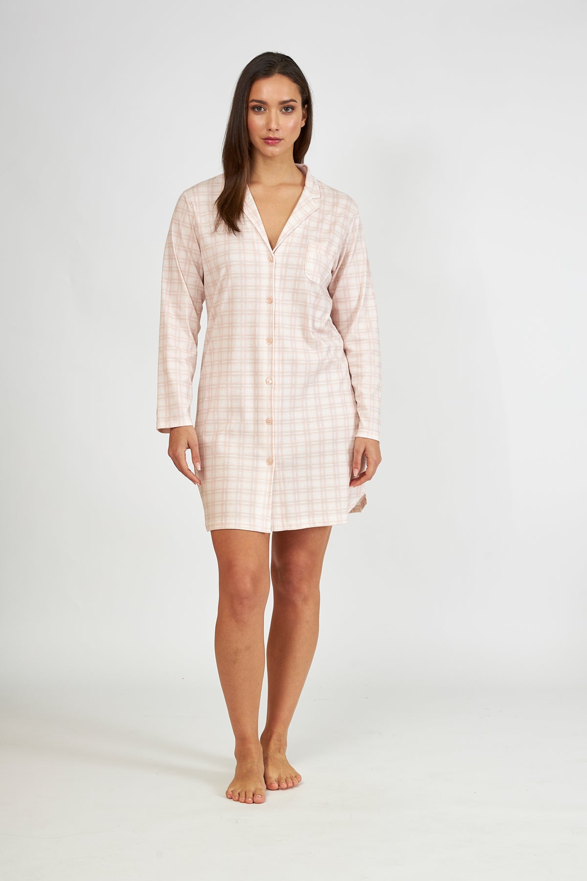 Harmony - Cotton Plaid Salmon Bed Jacket