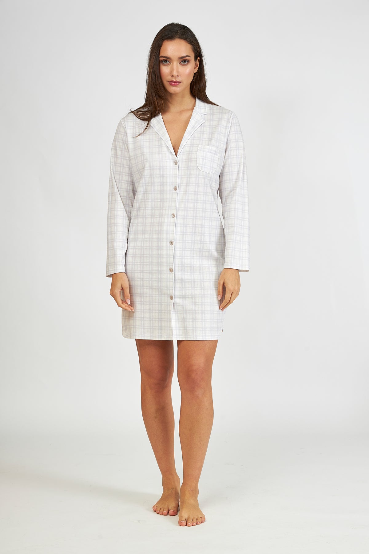 Harmony - Cotton Plaid Nightshirt Lilac