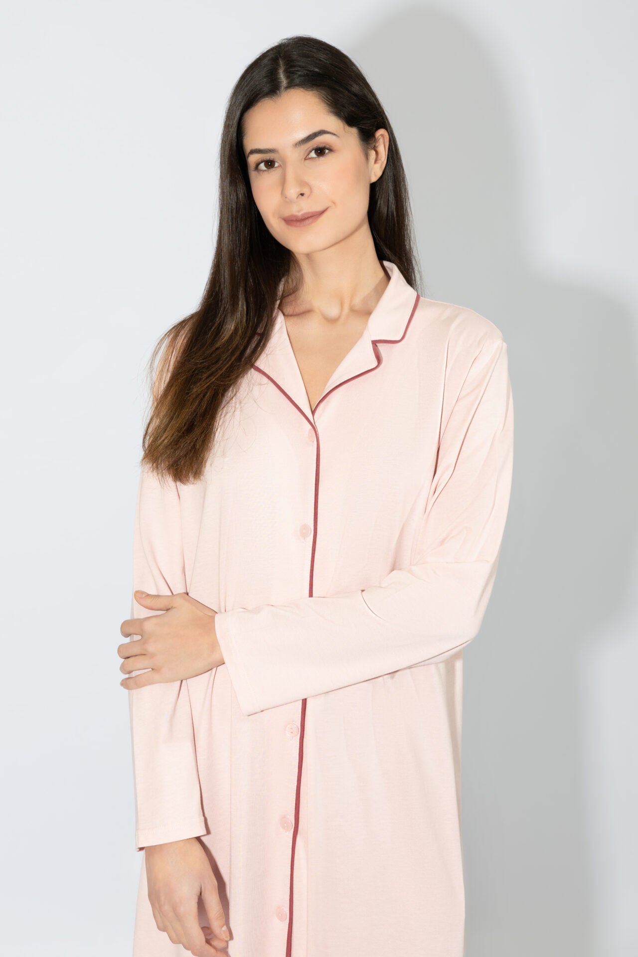 Harmony - Solid Color Cotton/Modal Nightgown Pink