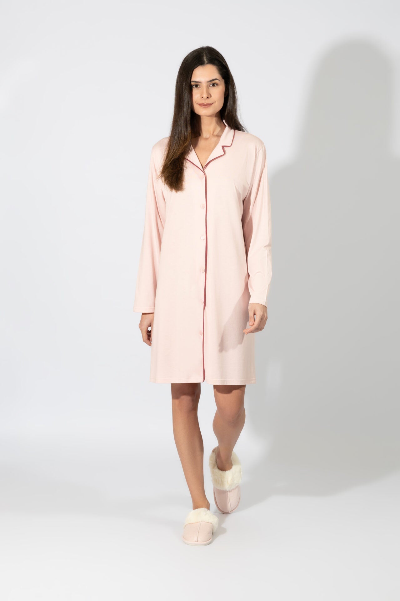 Harmony - Solid Color Cotton/Modal Nightgown Pink