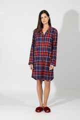 Harmony - Plaid Nightshirt Jacket Red/Blue Cotton