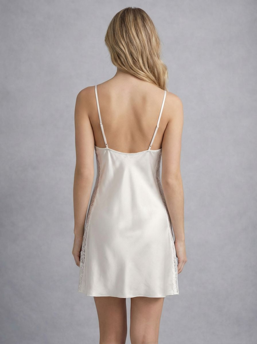 MilenaByParis - Sophisticated Satin Bridal Nightgown with Lace