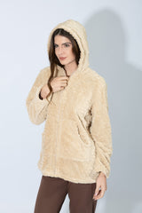 Harmony - Fleece Ζακάρ Ζακέτα Με Κουκούλα  Beige