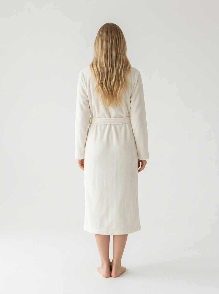 Harmony - Γυναικεία Ρόμπα Fleece Maxi Σταυρωτή Off White