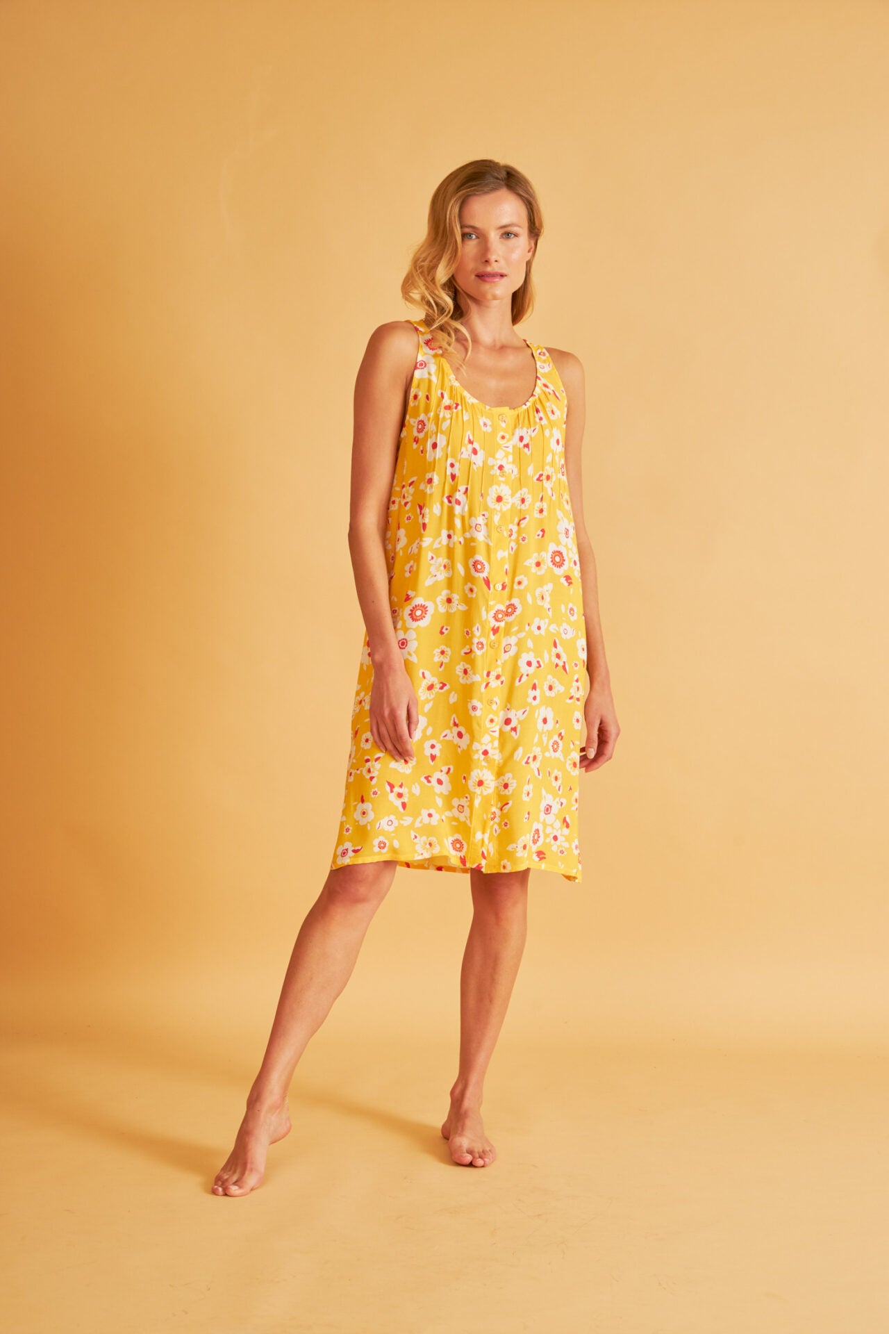 Harmony - Sleeveless Printed Dress with Buttons