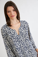 Harmony - Printed Viscose Elastane Dress With Three-Quarter Sleeves And V-Neck