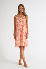 Harmony - Printed Sleeveless Dress With Buttons And Pintucks