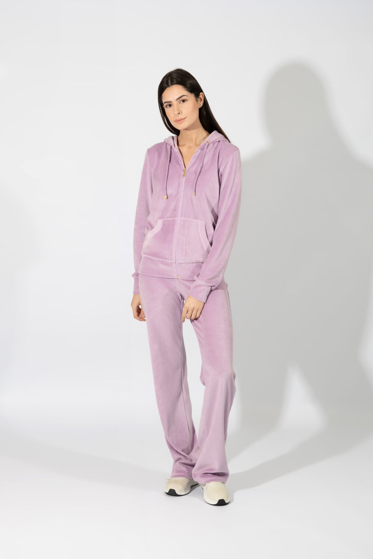 Harmony - Velour Hooded Tracksuit Set Lavender