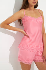 Harmony - Women's Satin Baby Doll with Lace Fuchsia