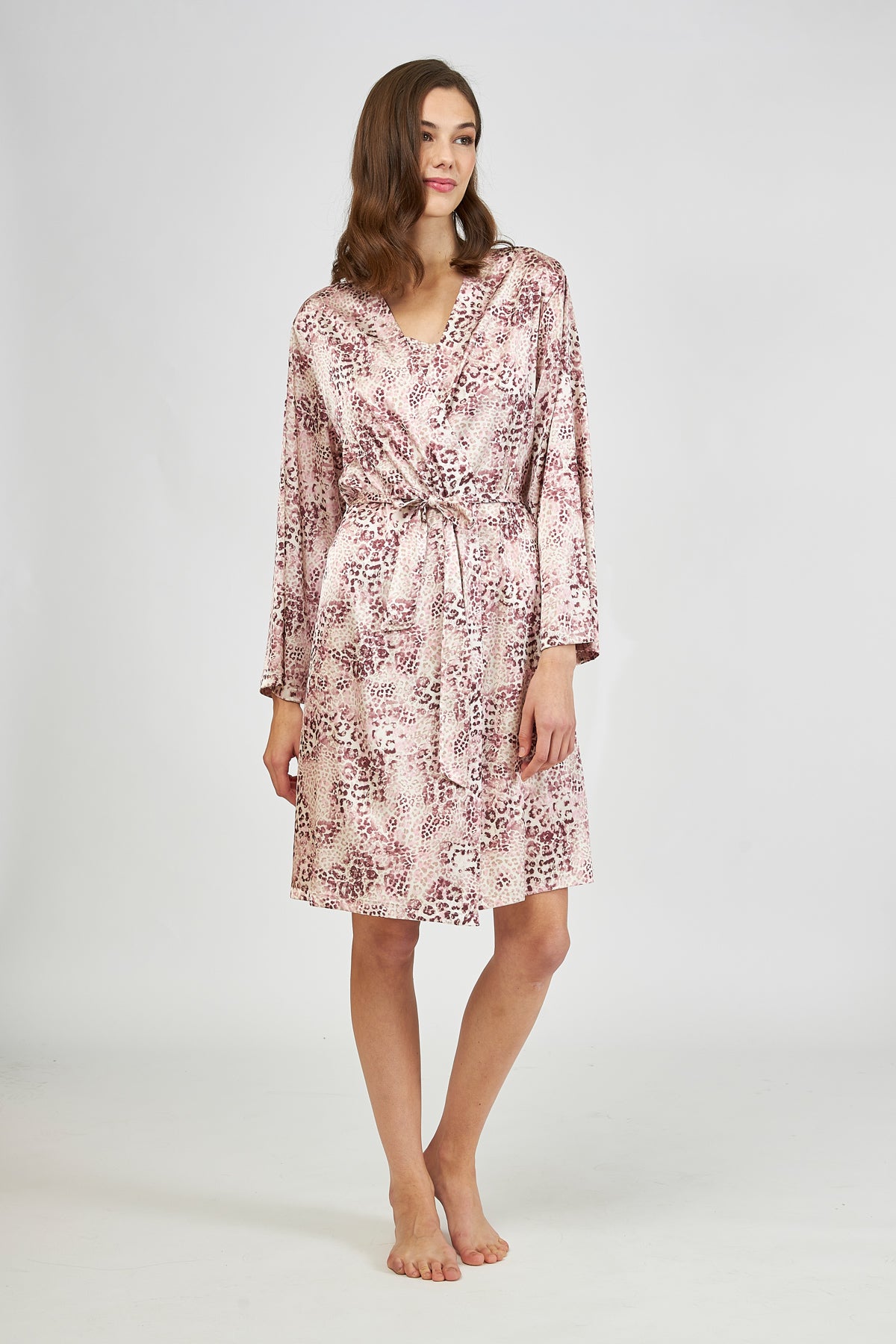 Harmony - Satin Robe Leopard Pink
