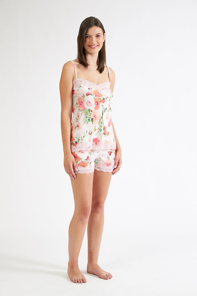 Harmony - Salmon Printed Satin Baby Doll