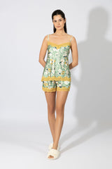 Harmony - Satin Floral Babydoll With Mint Lace