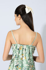 Harmony - Satin Floral Babydoll With Mint Lace
