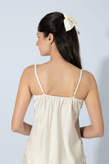 Harmony - Satin Babydoll with Lace Beige