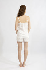 Harmony - White Satin Babydoll Set With Lace Details