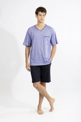 Harmony - Men's V-Neck & Bermuda Shorts Set 50% Cotton - 50% Modal