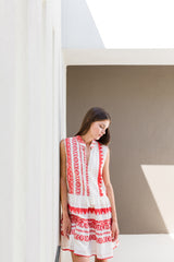 Pink Label - Beachwear Embroidery Red