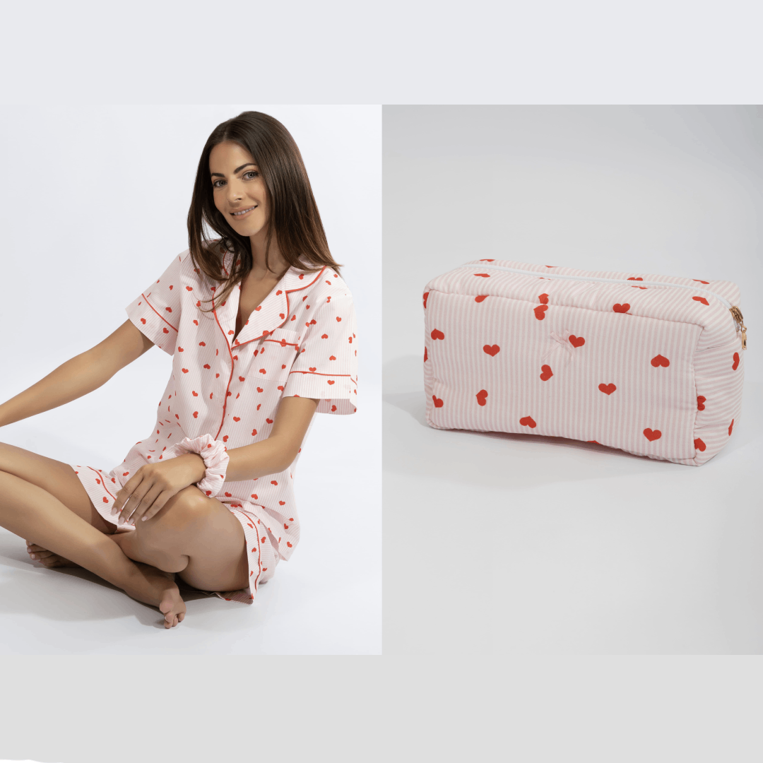 Harmony Gift Set: Cotton Pajamas & Matching Toiletry Bag