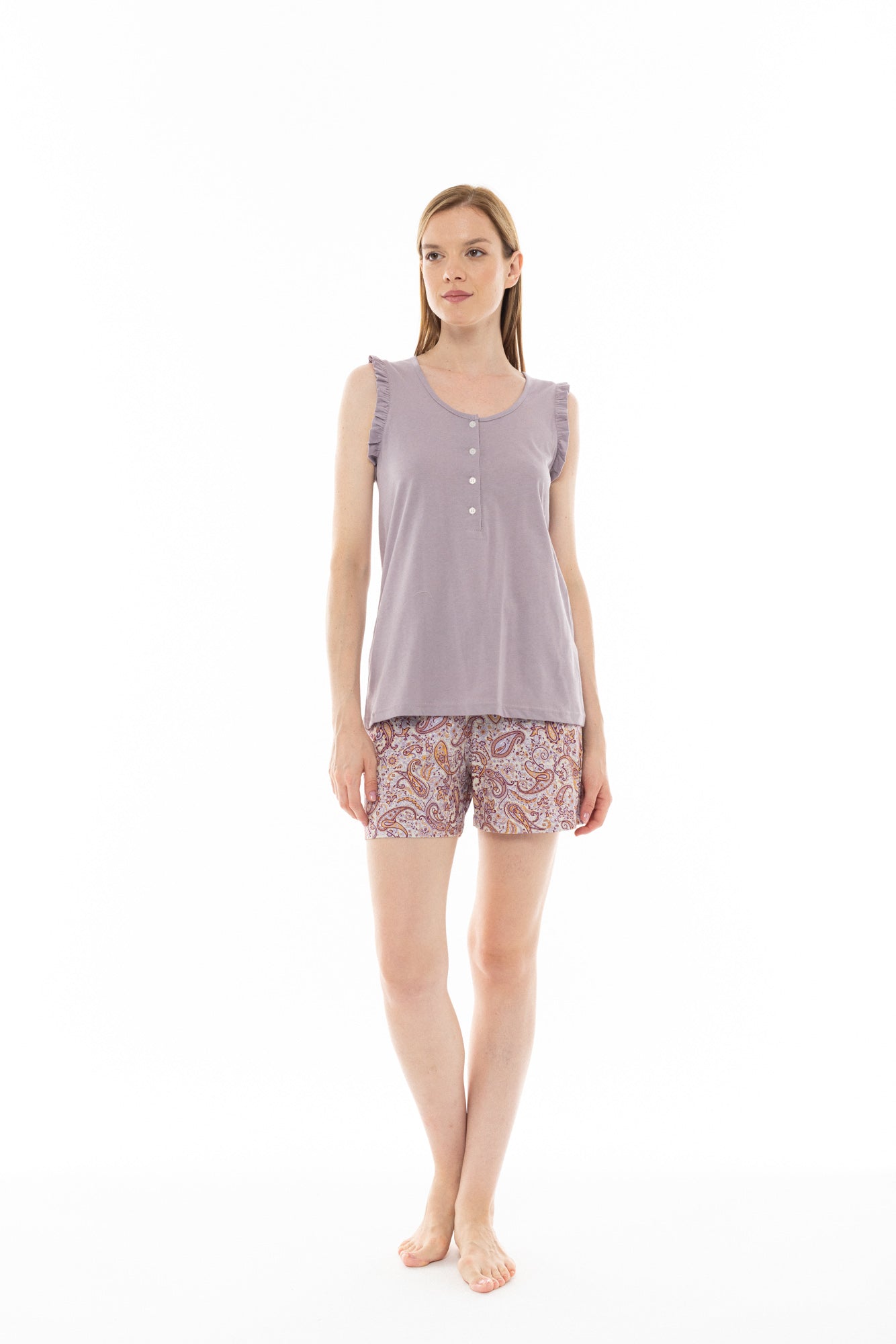 Pink Label - Violet Paisley Pajama Shorts