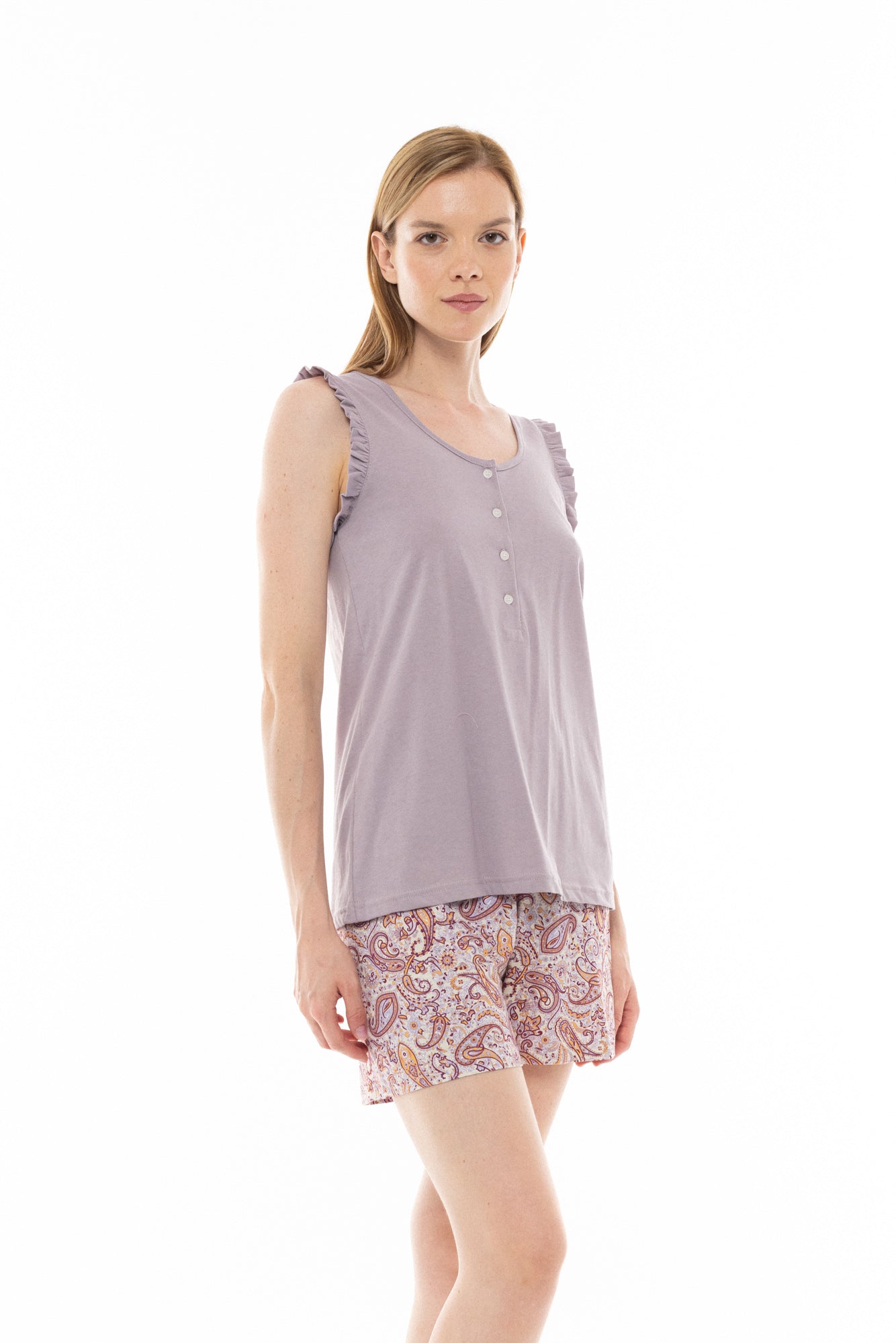 Pink Label - Violet Paisley Pajama Shorts