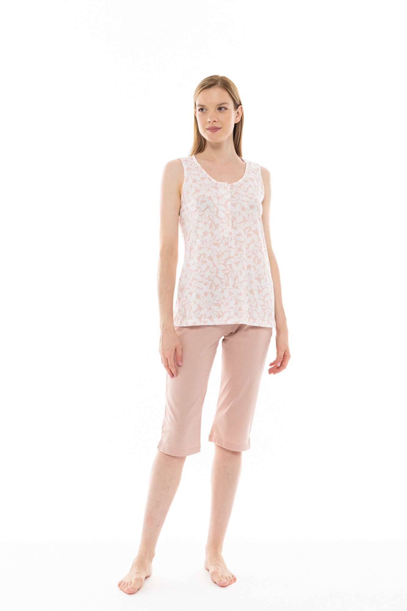 Pink Label - Pink Flower Capri Pajamas
