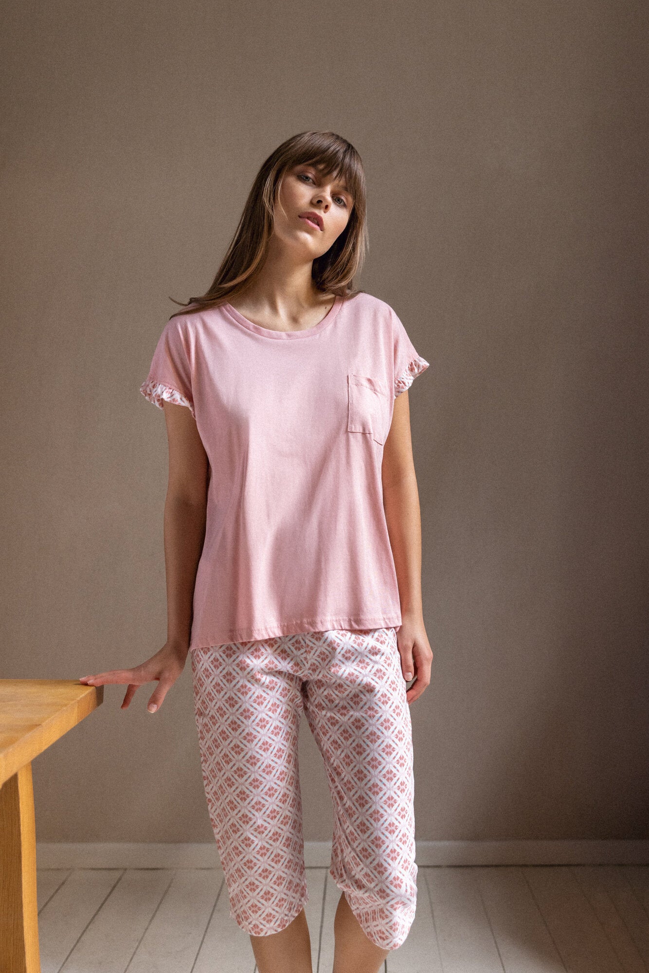 Pink Label - Pink Geo Capri Pajamas