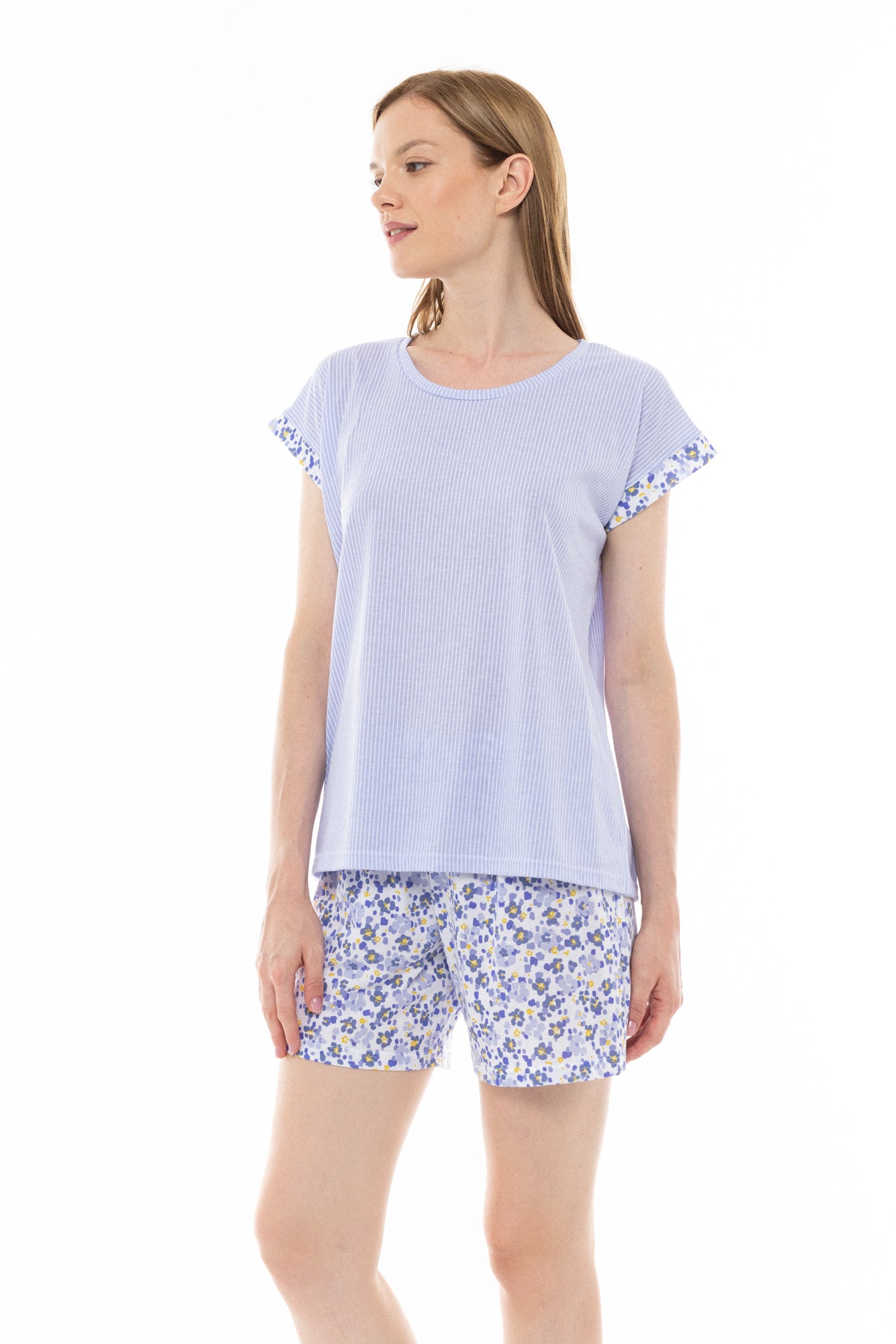 Pink Label - Blue Floral Stripe Pyjamas
