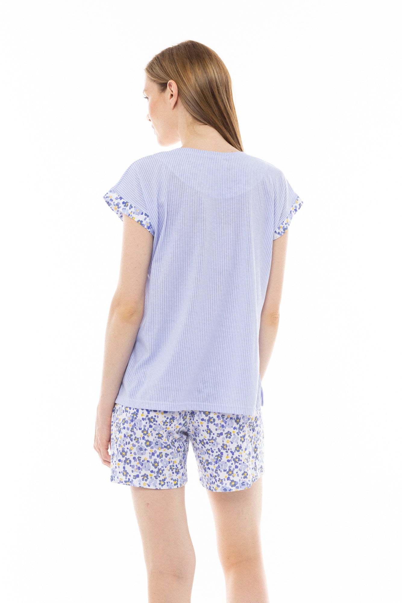 Pink Label - Blue Floral Stripe Pyjamas