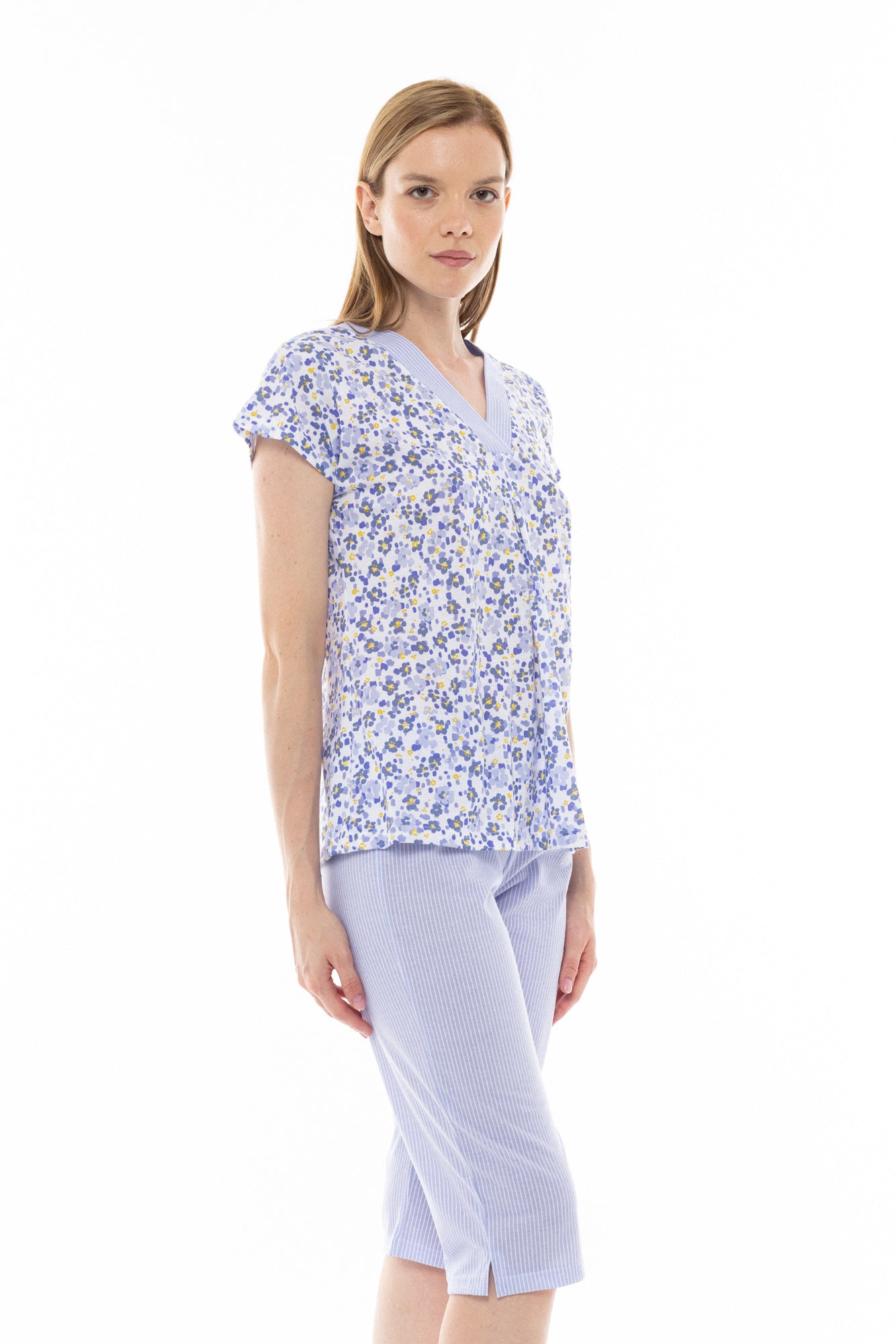 Pink Label - Blue Floral Stripe Pyjamas