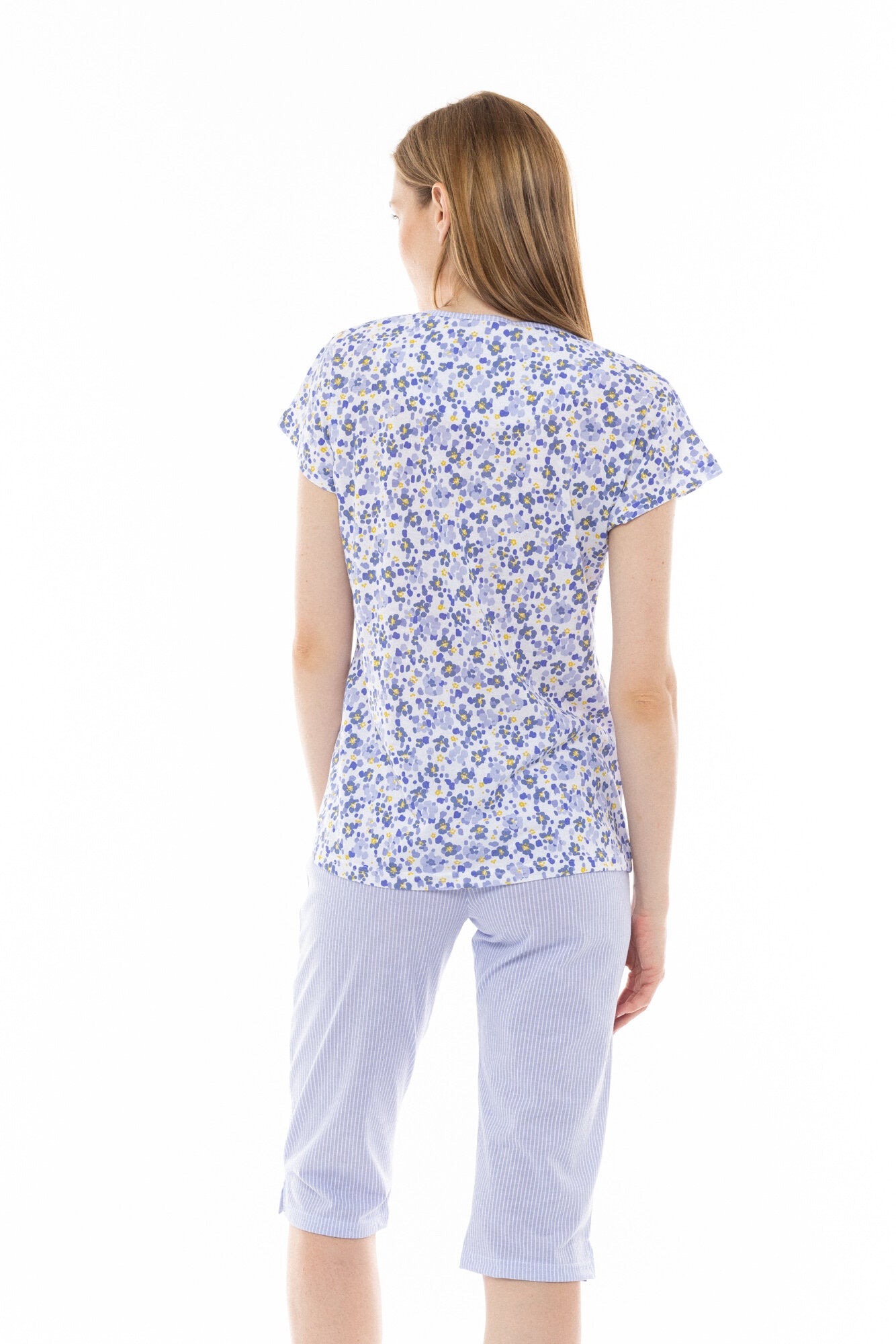 Pink Label - Blue Floral Stripe Pyjamas