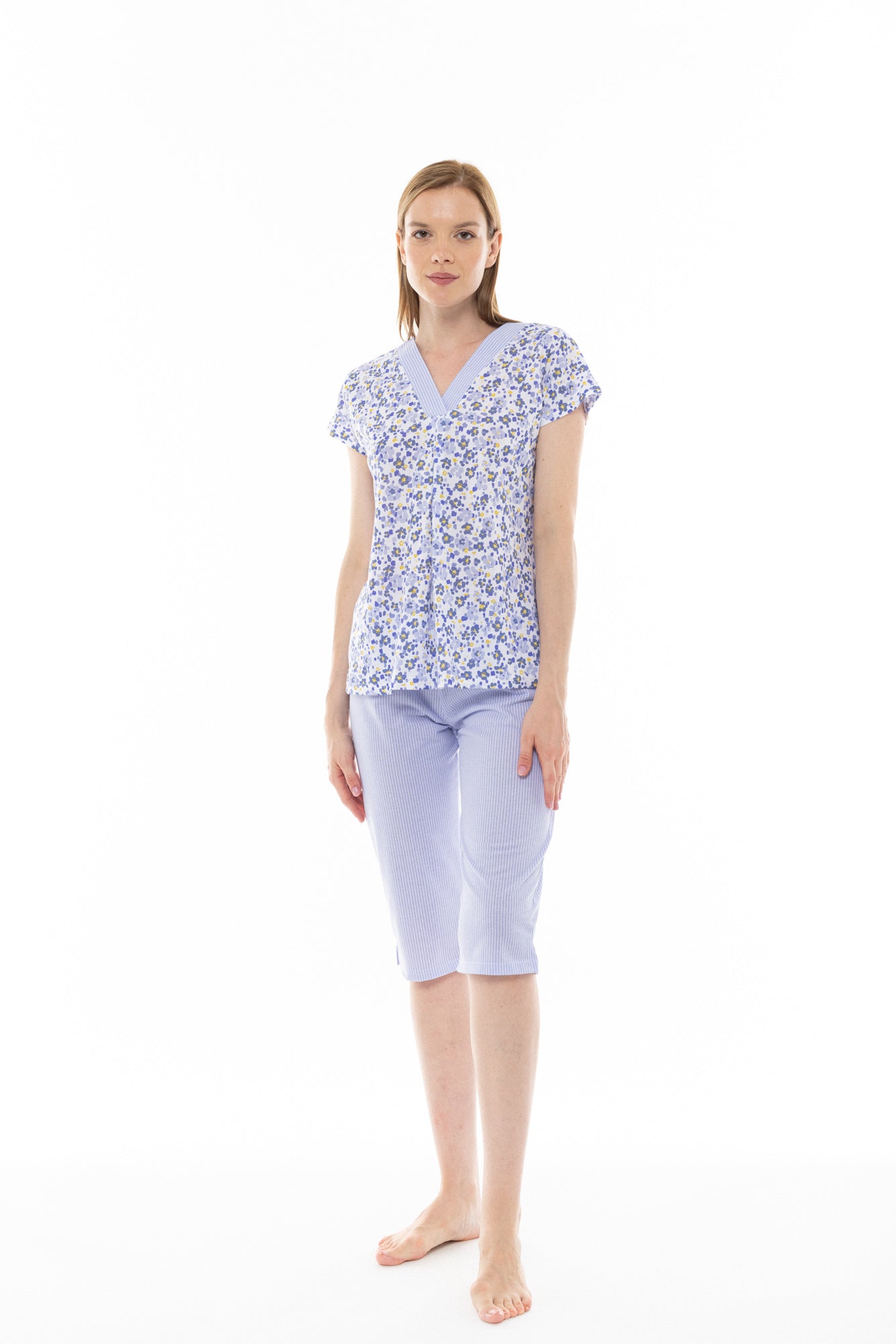 Pink Label - Blue Floral Stripe Pyjamas