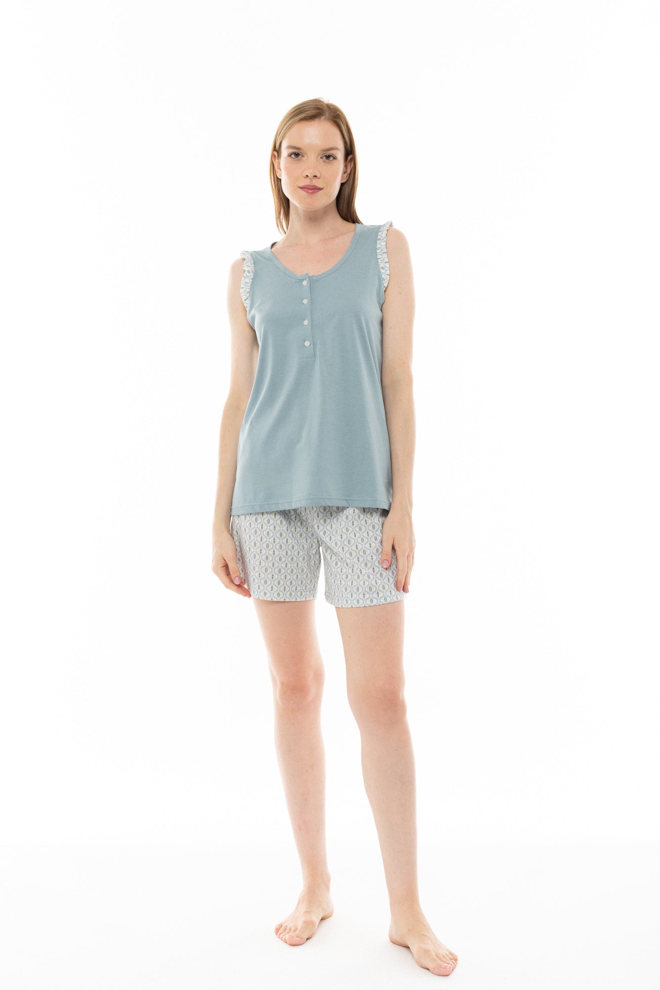 Pink Label - Aqua Geo Pyjama Shorts