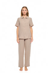 Pink Label - Summer Nights Button-Up Long Pajama Pants