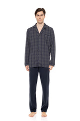 Ulisse - Blue Grey Plaid Jacquard Pajamas
