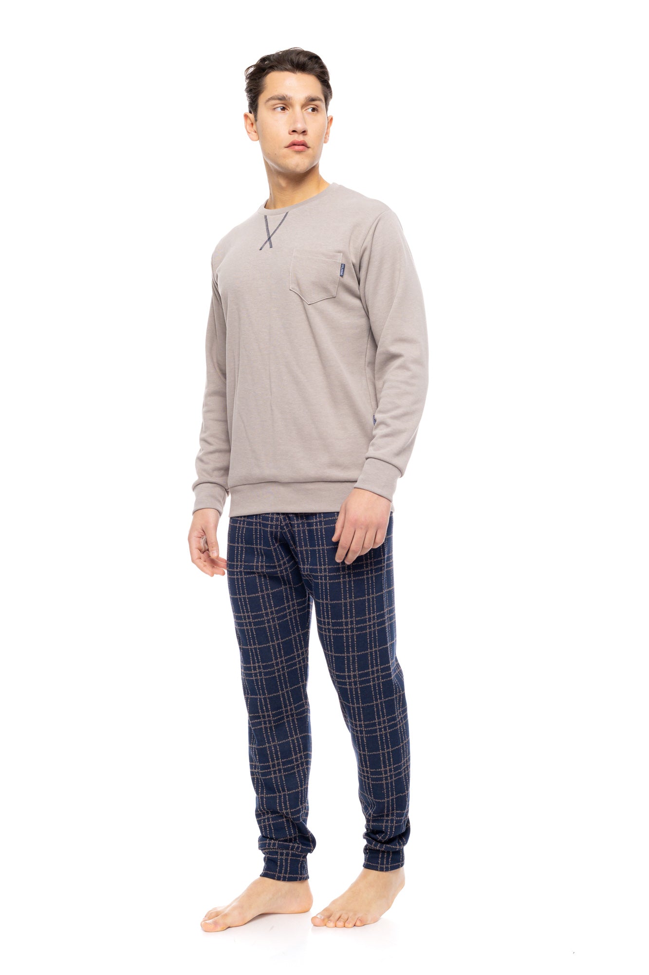 Ulisse - Pyjama Jacquard Sand Blue Plaid