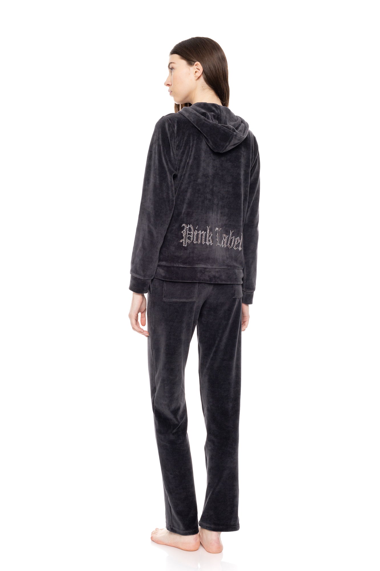 Pink Label - Velvet Tracsuit Set Pink Label Logo